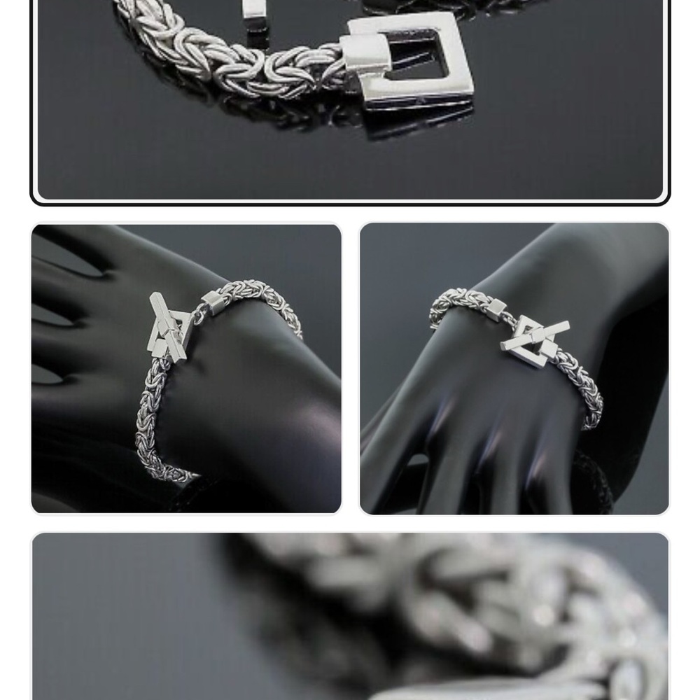 Lois Hill Byzantine Weave Chain Toggle Clasp Bracelet 925 Sterling Silver 7.5" - Picture 3 of 5